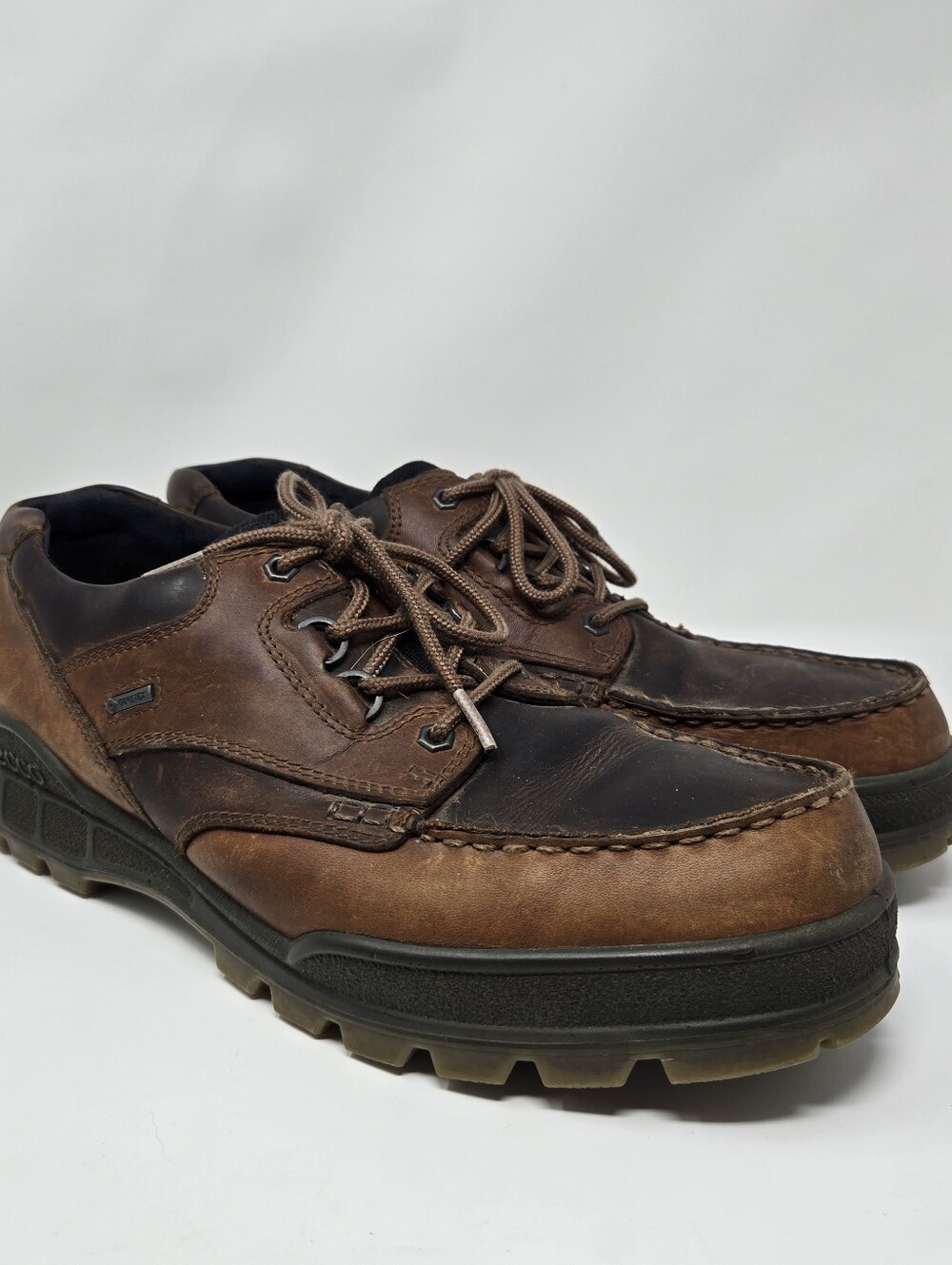 Ecco GORE-TEX Brown and Dark Brown Leather Slip-On Lace Shoes Size 49